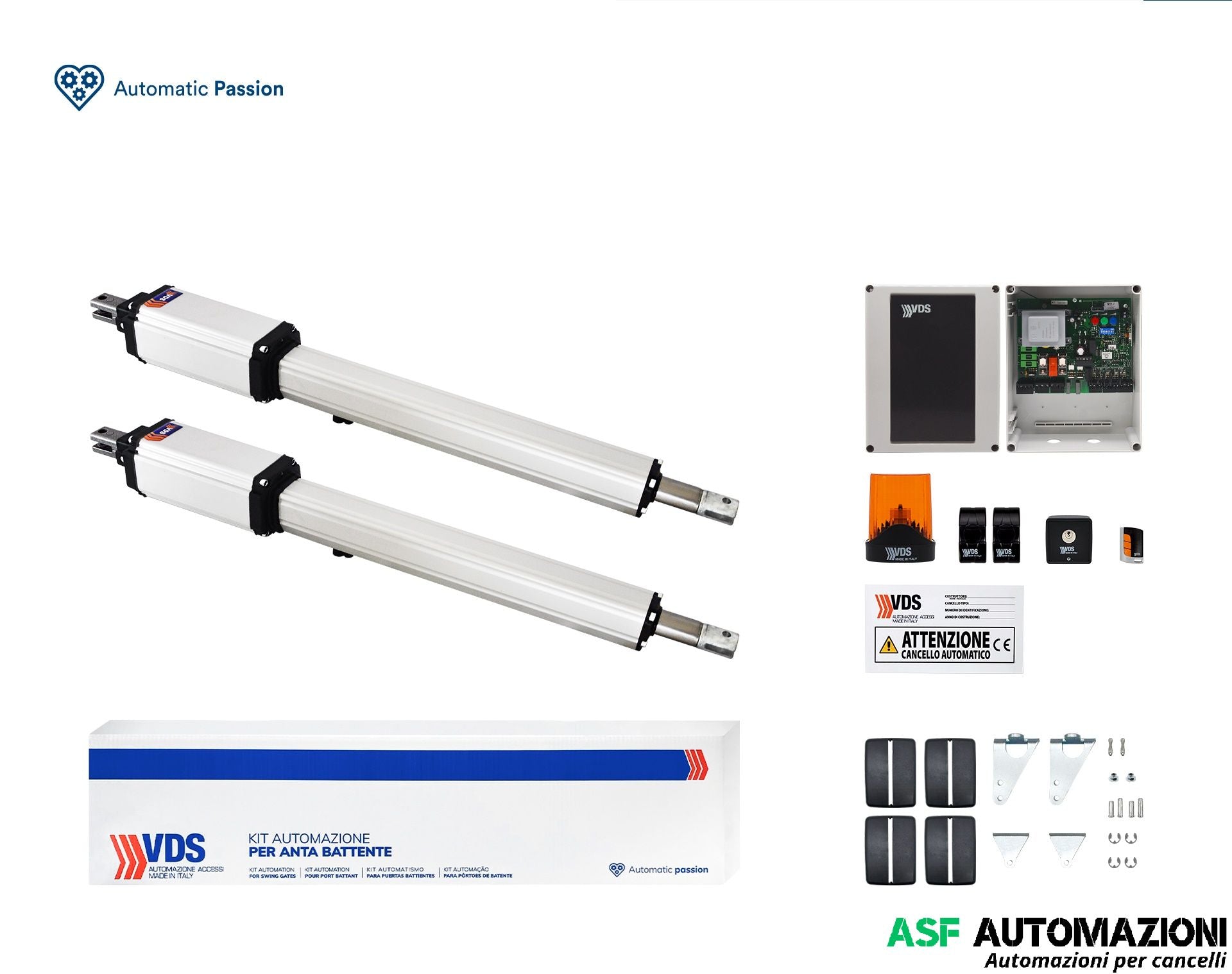 KIT AUTOMAZIONE CANCELLI -  2 ANTE PER CANCELLO BATTENTE - LINEAR 11 - ATTUATORE ELETTROMECCANICO LINEARE 230V - IRREVERSIBILE - CANCELLO ANTA BATTENTE - MAX 2.50 MT -  MASSIMA APERTURA 5 MT - CORSA 400mm 