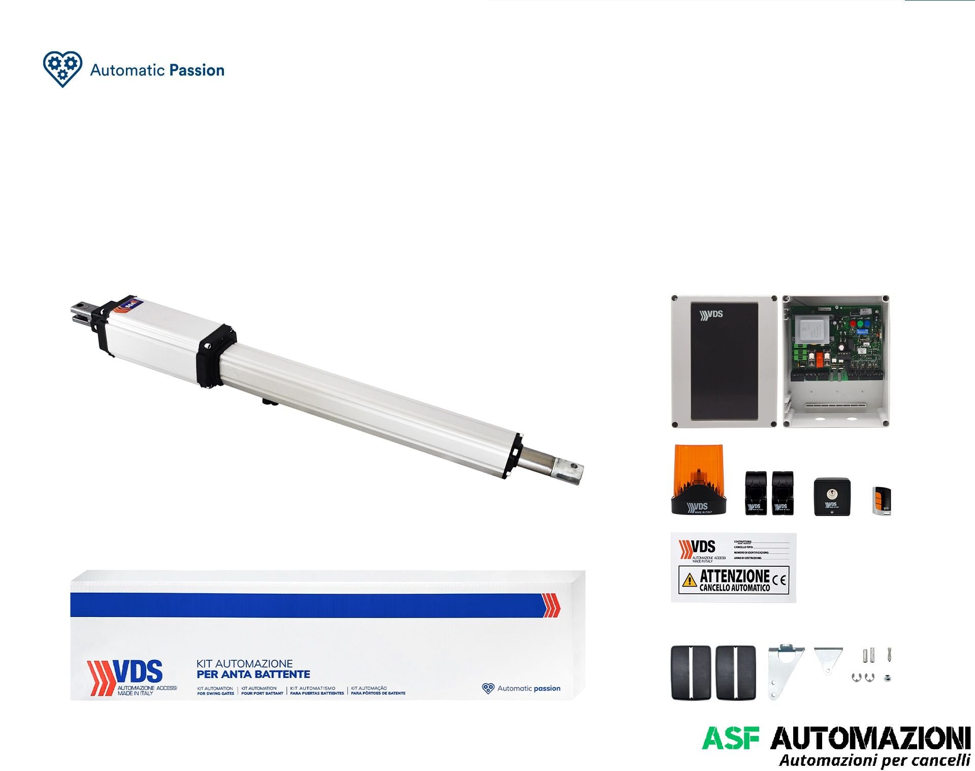 Kit Automazione Cancello 1 Anta Per Cancello Battente - Linear 11 - Attuatore Elettromeccanico Lineare 230V - Irreversibile - Cancello Anta Battente - Max 2.50 Mt - Corsa 400Mm  