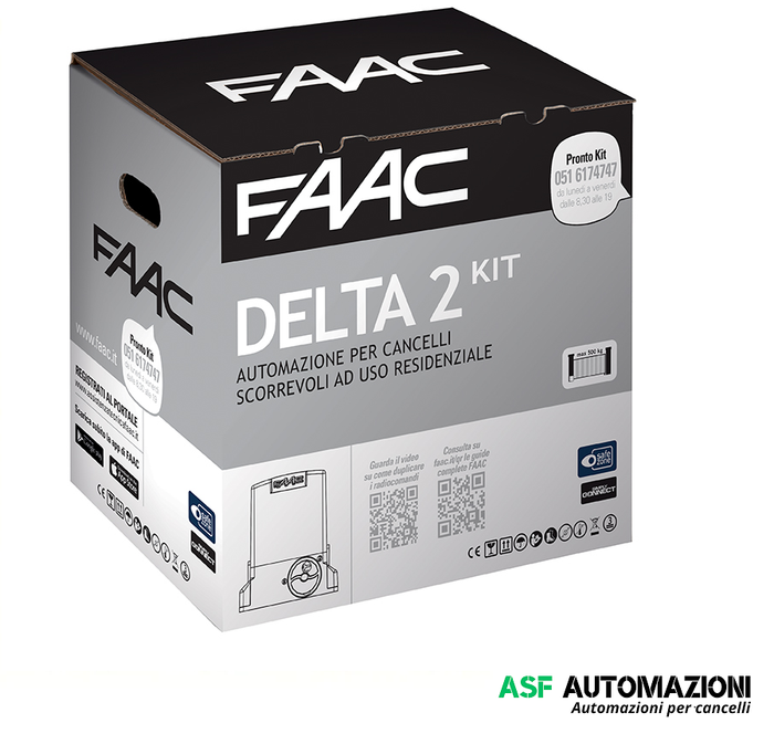 KIT AUTOMAZIONE FAAC 1056303445 PER CANCELLO SCORREVOLE DELTA 2 KIT MAX ANTA 500KG MOTRIDUTTORE 740