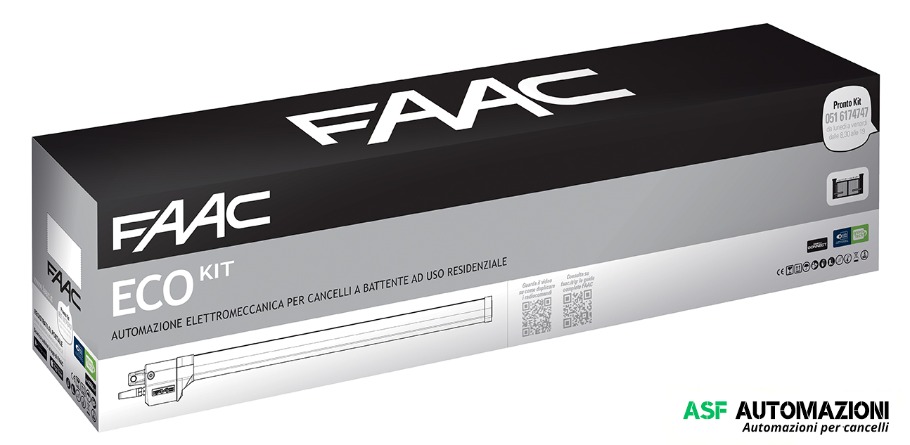 KIT AUTOMAZIONE FAAC 105632445 PER CANCELLO 2 ANTE BATTENTE  - MOD. ECO KIT 230V - LUNGHEZZA ANTA MAX  1.8 MT 