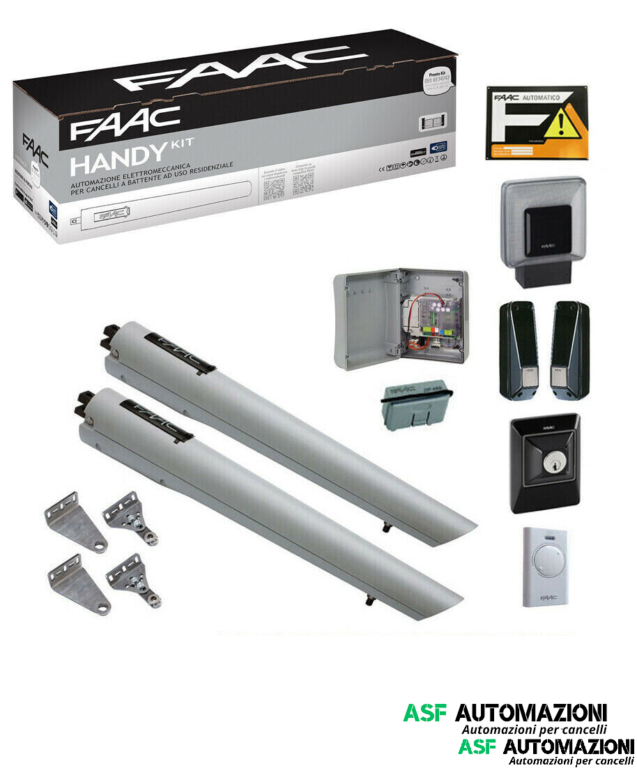 Kit Automazione Faac 105998 Per Cancello 2 Ante  Battente - Handy Kit S 418 - Lunghezza Anta Max 2.3 Mt - Handy Kit 24V Safe 105998 