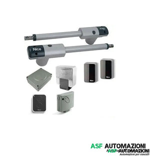 KIT AUTOMAZIONE NICE PER CANCELLO 2 ANTE BATTENTI TOO4500KCE LUNGHEZZA ANTA MAX 4.5 MT PESO ANTA MAX 250 KG 