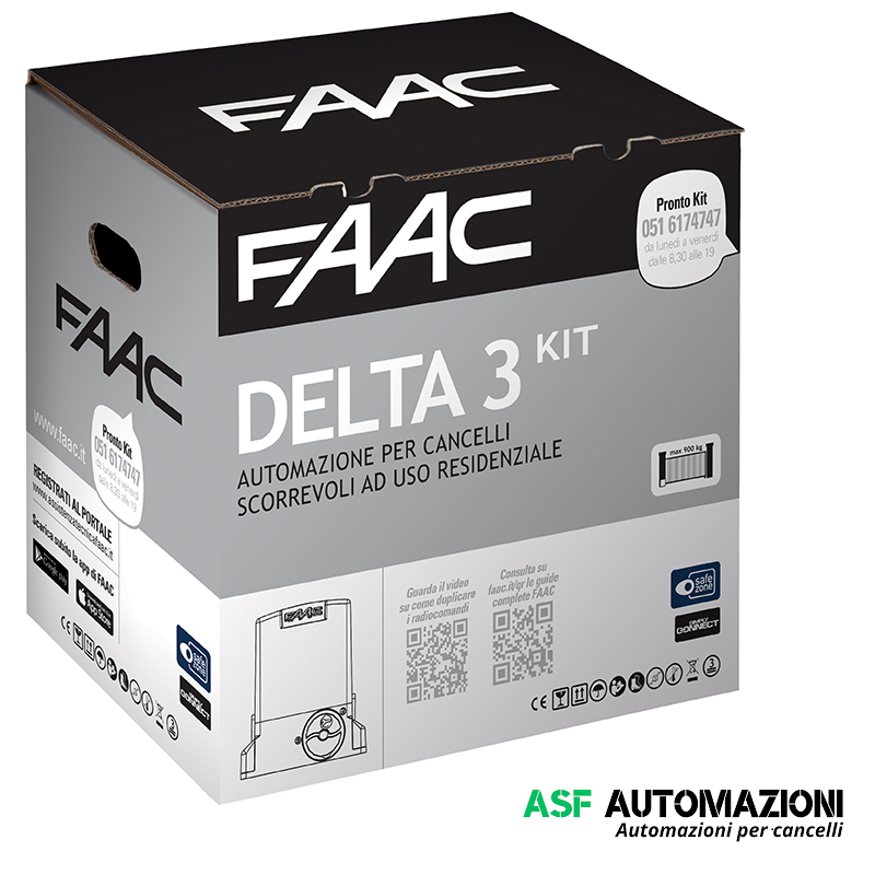 Kit Cancello Scorrevole Faac 105630445 - Delta 3 Kit 741 - 230V - Automazione Per Cancelli Scorrevoli Max Anta 900Kg  