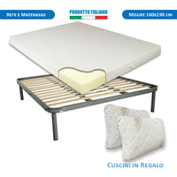 Kit materasso H11 in waterfoam Canada, rete ortopedica e cuscino in fiocco in regalo matrimoniale 160x190- Comprarredo