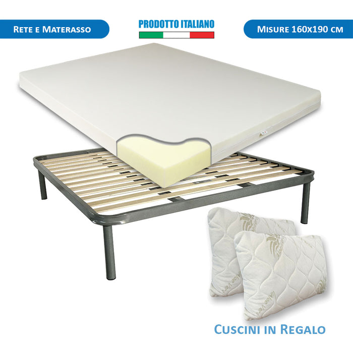 Kit materasso H11 in waterfoam Canada, rete ortopedica e cuscino in fiocco in regalo matrimoniale 160x190- Comprarredo