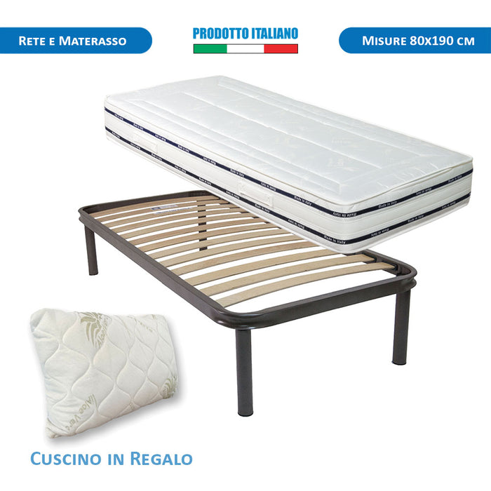 Kit rete ortopedica e materasso in memoy foam singolo 80x190 Finlandia H22, cuscino incluso - Comprarredo