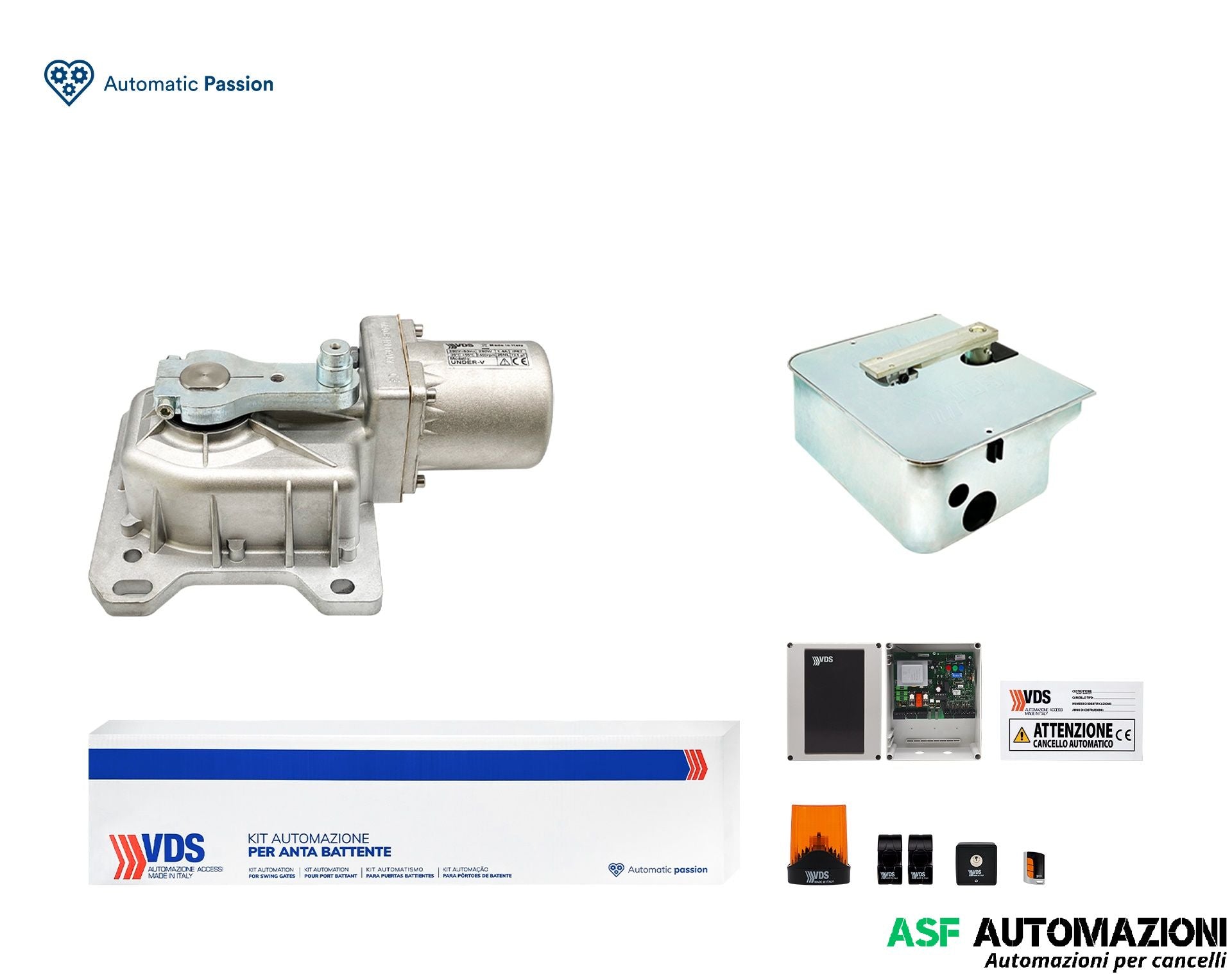 Kit Per Cancello 1 Anta Battente Under V  Elettromeccanico Interrato 230V  Vds 121994/4