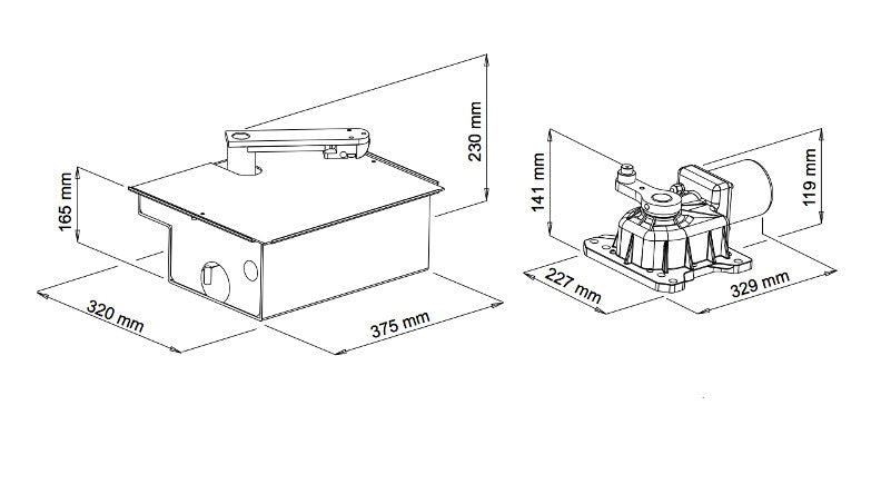 KIT PER CANCELLO 1 ANTA BATTENTE UNDER V  ELETTROMECCANICO INTERRATO 24V  VDS 121994/6