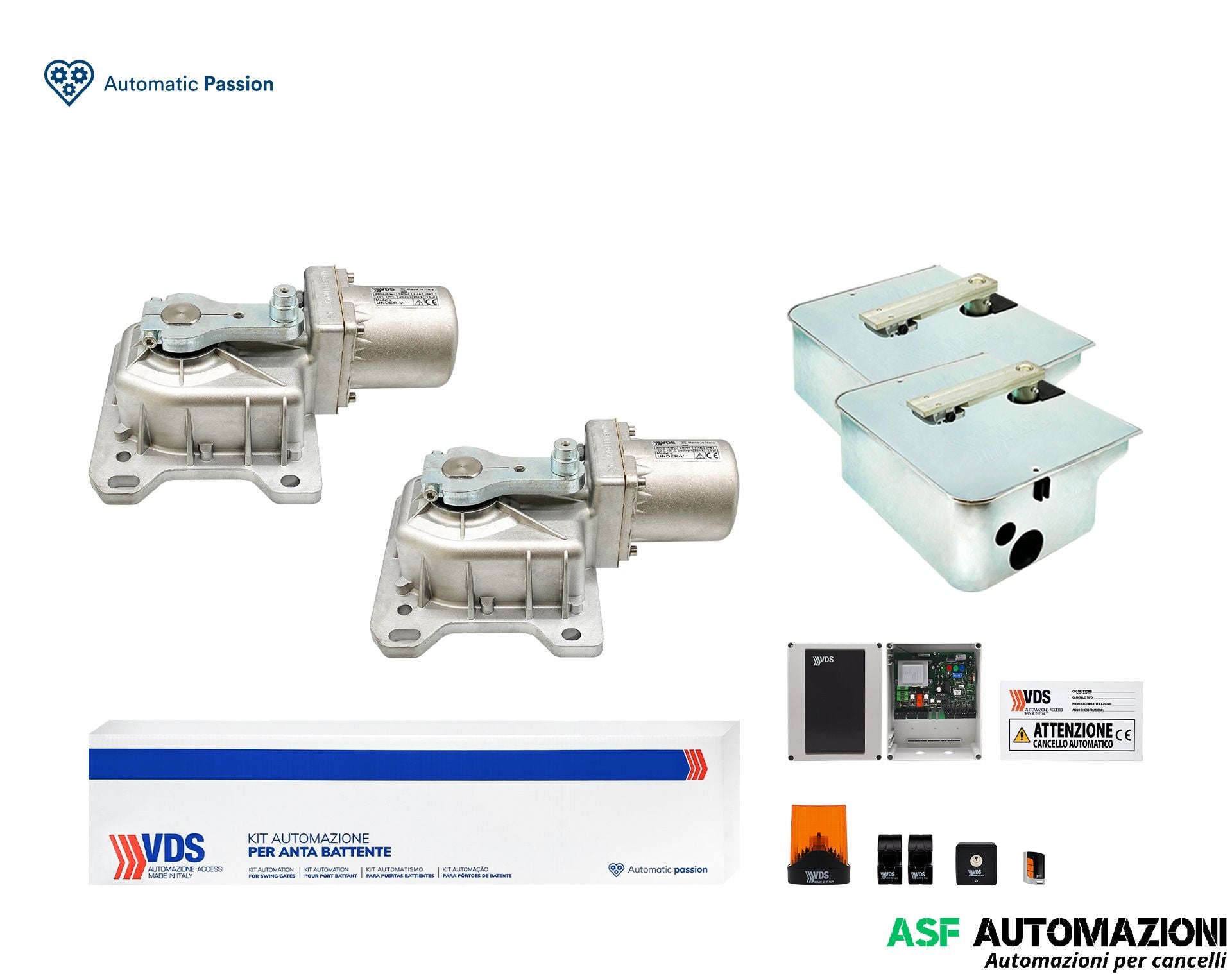 Kit Per Cancello 2 Ante Battenti Under V  Elettromeccanico Interrato 230V  Vds 121994/1