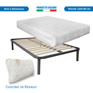 Kit rete ortopedica e materasso memory sfoderabile piazza e mezza 120x190 Portogallo H24 cuscino incluso - Comprarredo