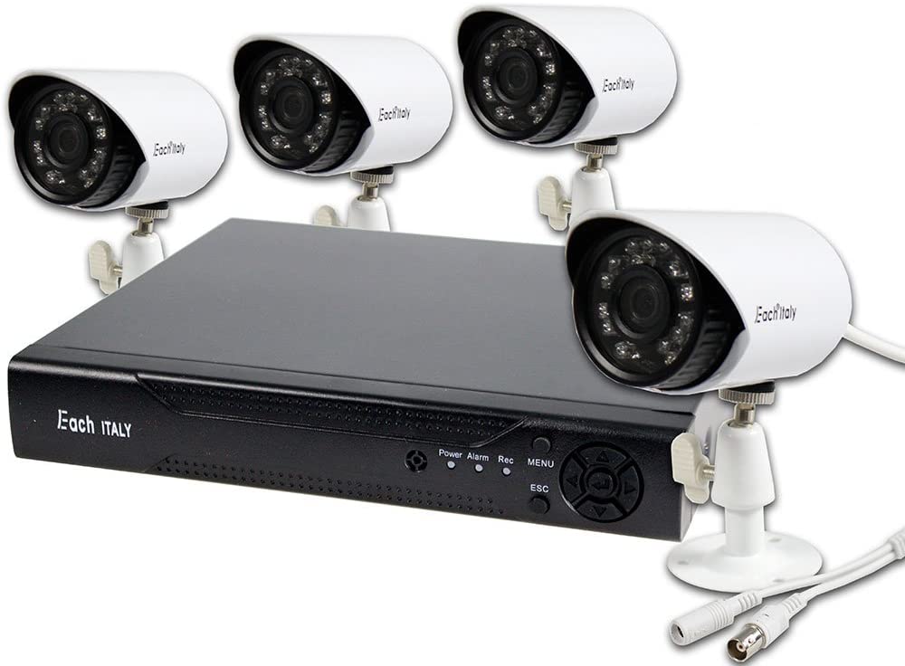 KIT VIDEOSORVEGLIANZA 4 CANALI TELECAMERA AHD INFRAROSSI+DVR+ALIMENTATORE P2P