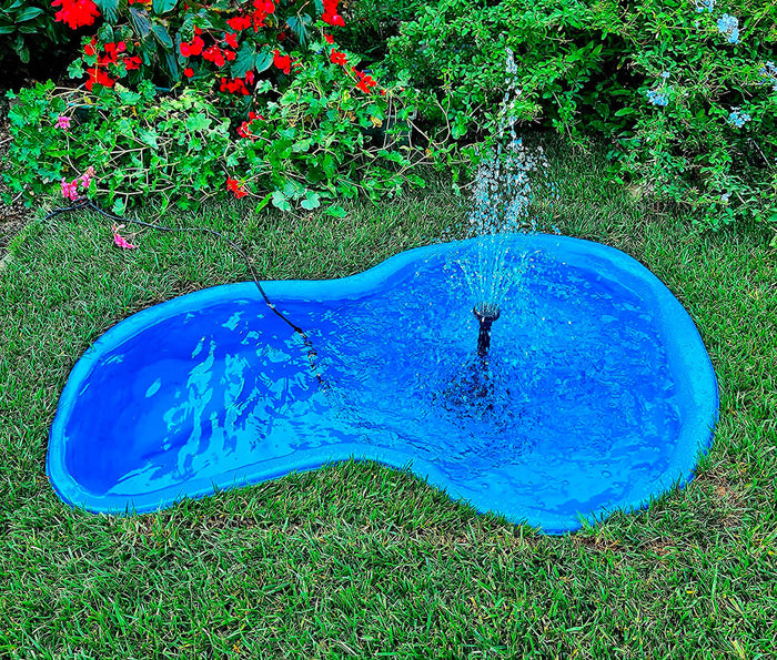 Kit Laghetto Artificiale + Pompa Filtro da Giardino 136x100x34 cm in Polietilene 220 Litri Azzurro