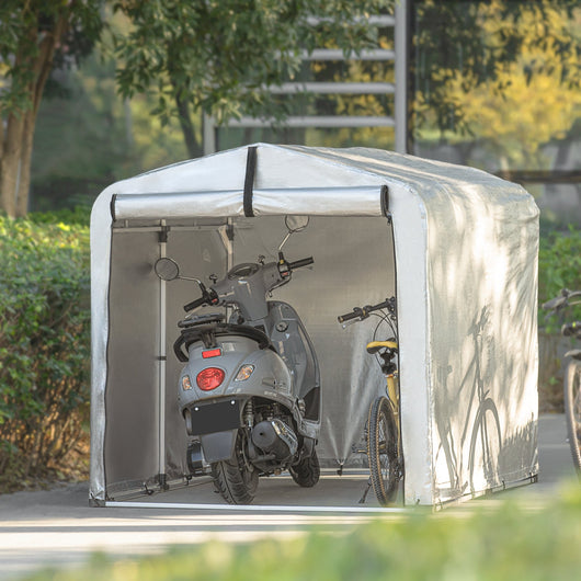 Tenda per Bicicletta Impermeabile Protezione UV Tenda da Garage per Biciclette Tenda Multiuso da Giardino in Colore Argento 159x219x165 cm, KLS11-L