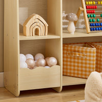 Scaffale per bambini con 3 ripiani e 5 scomparti Aperti Scaffale Libreria per bambini Naturale 91x30x100cm KMB101-N