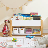 Libreria per bambini Scaffale per bambini con vani portaoggetti Scaffale portaoggetti per bambini Leggio per libri Scaffale per giocattoli bianco 85x42x45m KMB35-W