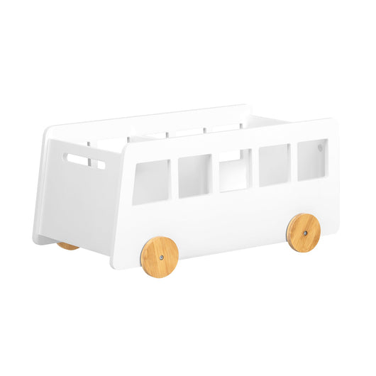 Portagiochi Carrello Libreria per Bambini, Organizzatore di Libri a 2 Scomparti con Ruote per Asilo Nido, Bianco, KMB41-W