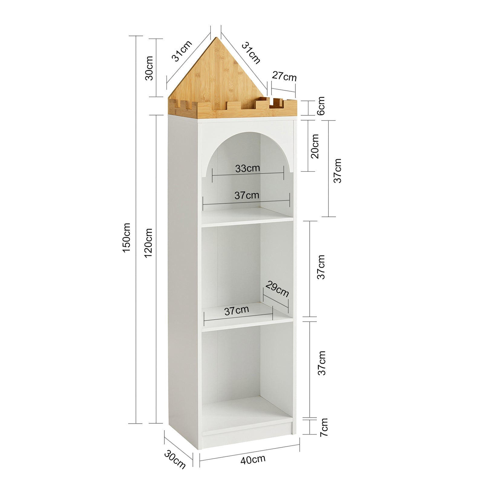 Scaffale a Scala Scaffale Portaoggetti Libreria a Scala Libreria per Bambini Mobile Porta Giocattoli KMB42-W