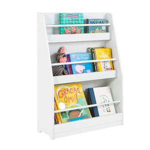 Libreria per bambini con 3 ripiani Scaffale per giocattoli Scaffale per bambini Organizzatore di giocattoli portaoggetti Bianco, KMB45-W