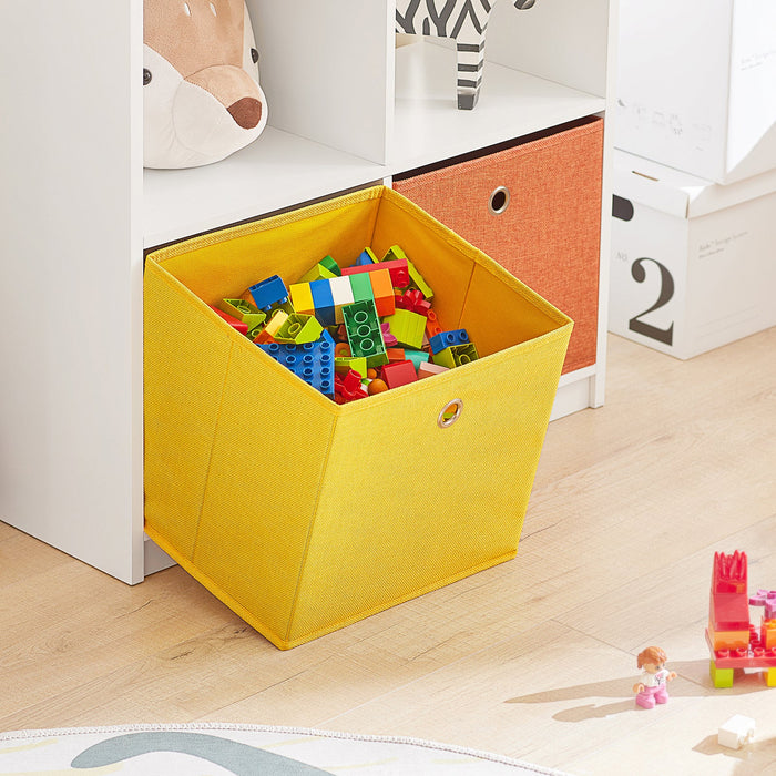 Libreria per bambini Scaffale per bambini con 2 scatole in tessuto Organizer per giocattoli Bianco KMB49-W