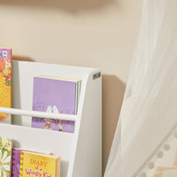 Libreria per bambini Scaffale portaoggetti con 2 ripiani e 2 vani aperti Mobile per giocattoli Bianco 90x35x74cm KMB56-W SoBuy