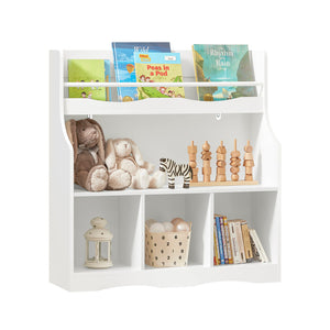 Libreria per bambini Scaffale portaoggetti con 1 ripiano e 4 scomparti aperti Mobile per giocattoli Bianco 90x30x95cm KMB57-W SoBuy