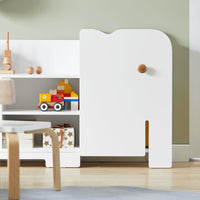 Scaffale portaoggetti Libreria per bambini Disegno dell'elefante Mobili per camerette Bianco 110x25x60cm KMB62-W SoBuy