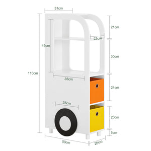 Scaffale Per Giocattoli Libreria Per Bambini Con Scatole Scaffale Portaoggetti Mobili Per Cameretta Dei Bambini Bianco 26x50x110cm KMB67-W