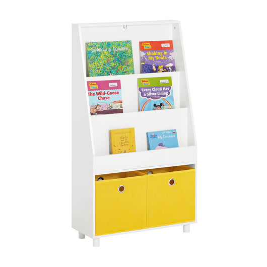 Libreria Per Bambini Con 2 Scatole Scaffale Portaoggetti Per Bambini Mobili Per Camerette Per Bambini Bianco 60x25x110 Cm KMB69-W