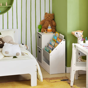 Libreria Per Bambini Scaffale Per Bambini Con Scatole Scaffale Per Giocattoli Mobili Per Camerette Bianco 80x30x61cm KMB76-W SoBuy