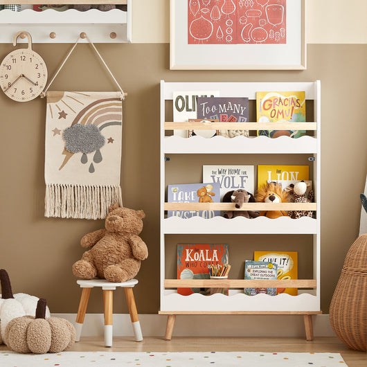 Libreria Per Bambini Con 3 Ripiani Per Libri E Decorazioni 75x120x15 Cm KMB77-W SoBuy