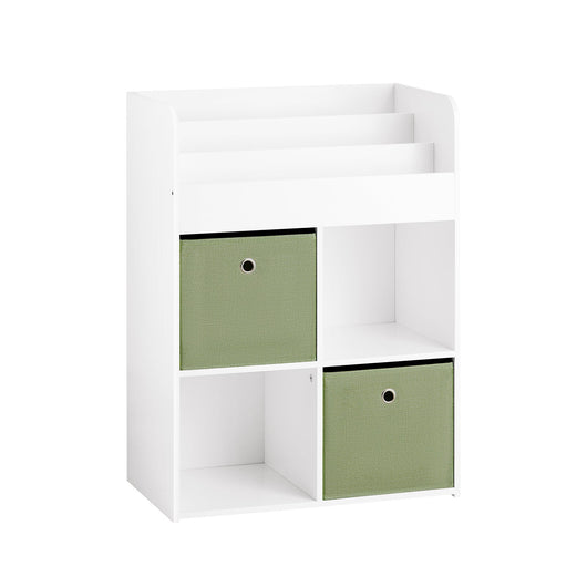 Libreria Per Bambini Scaffale Con 2 Scatole In Tessuto Organizzatore Di Giocattoli Bianco 60x34x80cm KMB79-W SoBuy