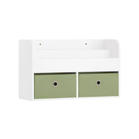 Libreria Per Bambini Mensola A Muro Con Due Scatole Di Giocattoli 60x20x36 Cm Bianco KMB81-W SoBuy