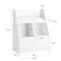 Libreria Per Bambini Scaffale Per Bambini Con Cassapanca Portagiochi Estraibile Mobili Cameretta Bianco 76x40x100cm KMB83-W