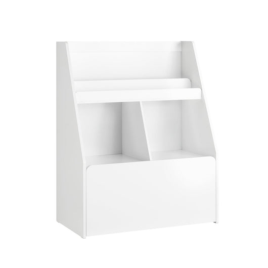 Libreria Per Bambini Scaffale Per Bambini Con Cassapanca Portagiochi Estraibile Mobili Cameretta Bianco 76x40x100cm KMB83-W