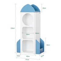 Scaffale Per Bambini Mobili Per Cameretta Bianco-Azzurro 61x32x120cm KMB87-W