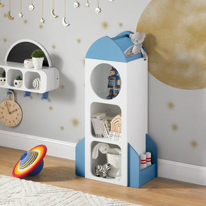 Scaffale Per Bambini Mobili Per Cameretta Bianco-Azzurro 61x32x120cm KMB87-W