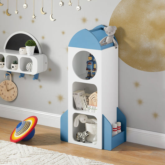 Scaffale Per Bambini Mobili Per Cameretta Bianco-Azzurro 61x32x120cm KMB87-W