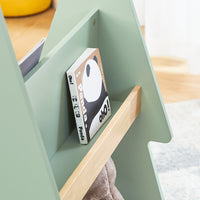 Libreria per bambini Scaffale con 2 Ripiani e 4 Ruote Scaffale Portaoggetti Verde-Naturale 60x36x82 cm KMB99-GR