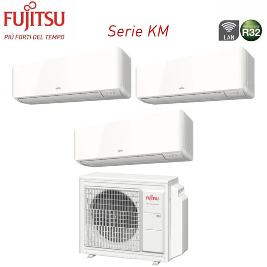 Climatizzatore Condizionatore Fujitsu Trial Split Inverter serie KM 12+12+12 con AOYG24KBTA3 R-32 Wi-Fi Integrato 12000+12000+12000