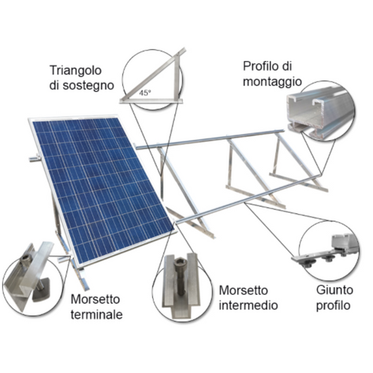 Morsetto laterale altezza 30mm alluminio per impianto fotovoltaico