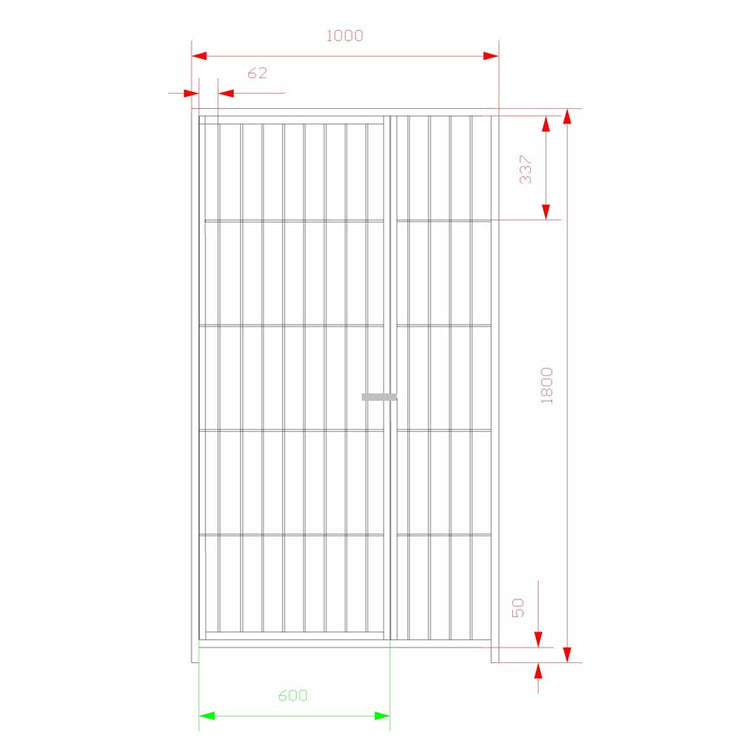 2 pannelli di recinzione con porta zincatura a caldo da 1xh1,80 metri