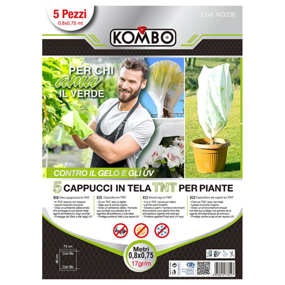 Telo cappuccio in TNT, confezione da 5pz, Misure 0, 8x0,75, 17g/m