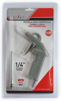 Pistola aria compressa con prolunga, Canna Lunga 10Cm, max 15 bar, innesto