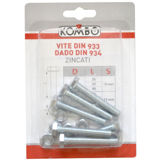 SET DI 6 VITI M6 X 40 DIN933 CLASSE DI RESISTENZA 4.8