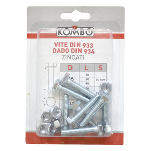 SET DI 8 VITI M6 X 30 DIN933 CLASSE DI RESISTENZA 4.8