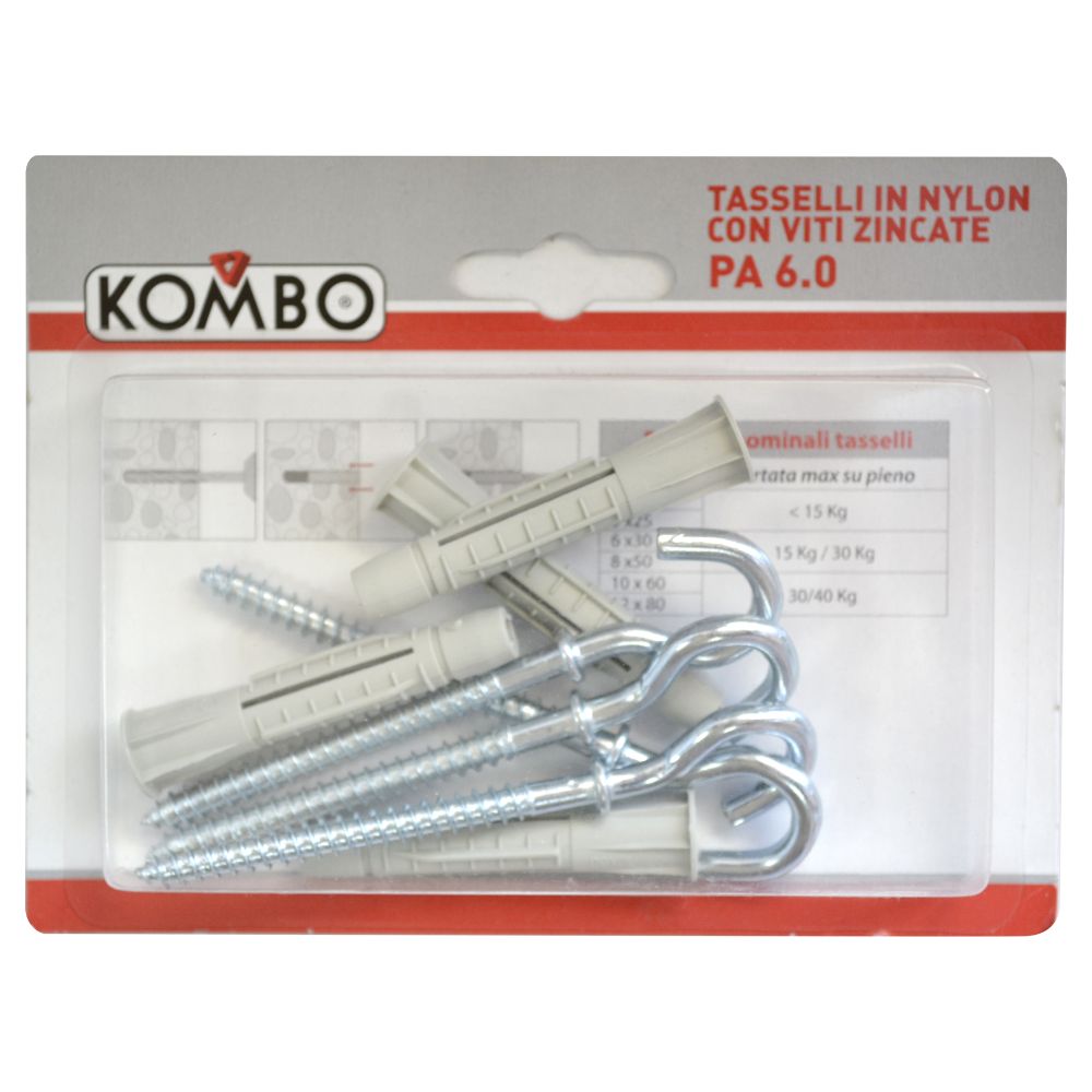 SET DA 4 PZ TASSELLI IN NYLON 10X60 MM CON GANCIO A