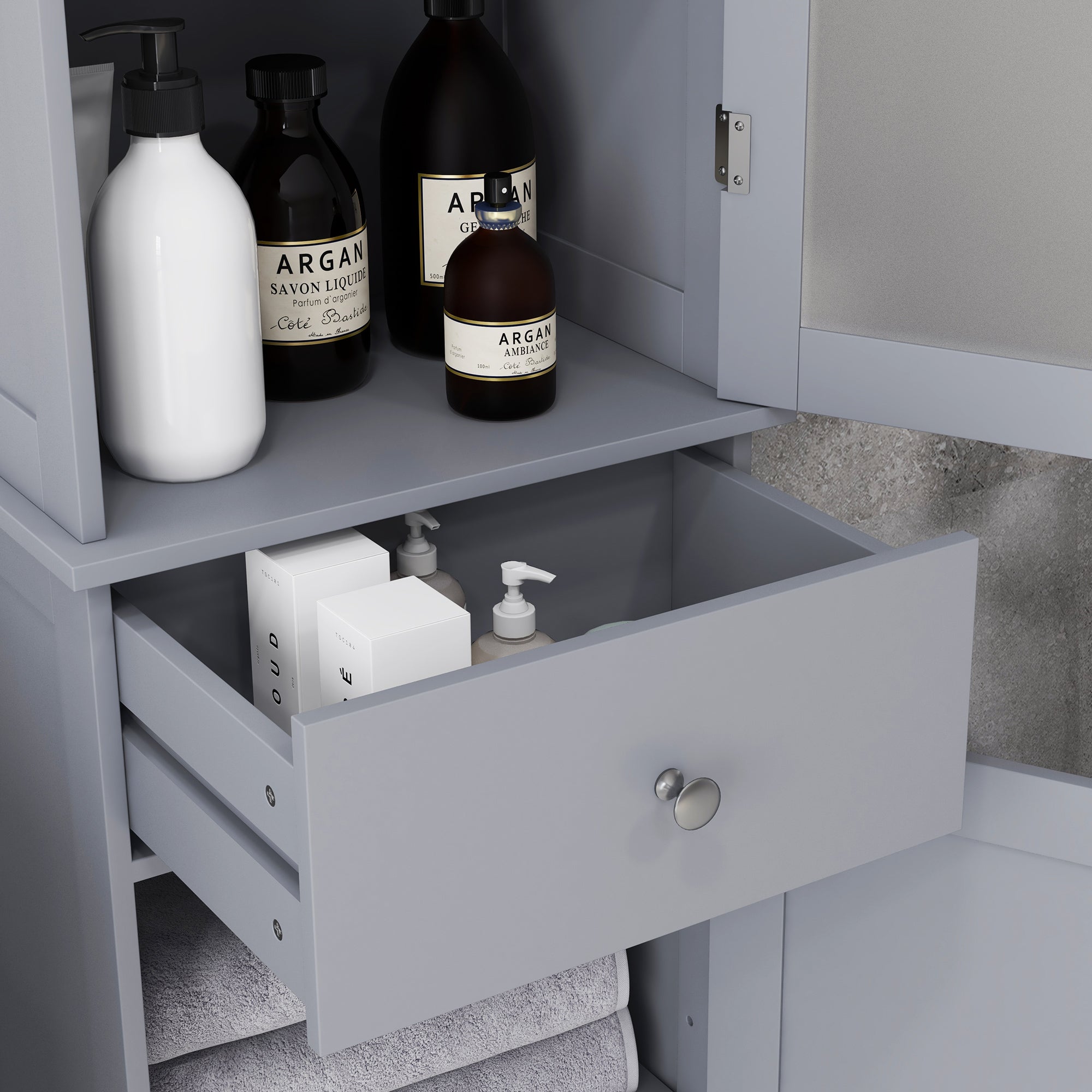 Mobile a Colonna da Bagno 40x27x171,5cm in MDF Grigio