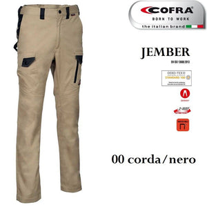 Pantalone da lavoro skinny con tasche laterali jember colore corda/nero - cofra *** taglia 58, confezione 1