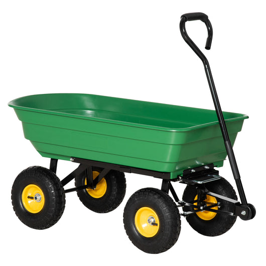 Carrello da Giardino Ribaltabile 4 Ruote 109x52x94 cm 75 Litri Verde