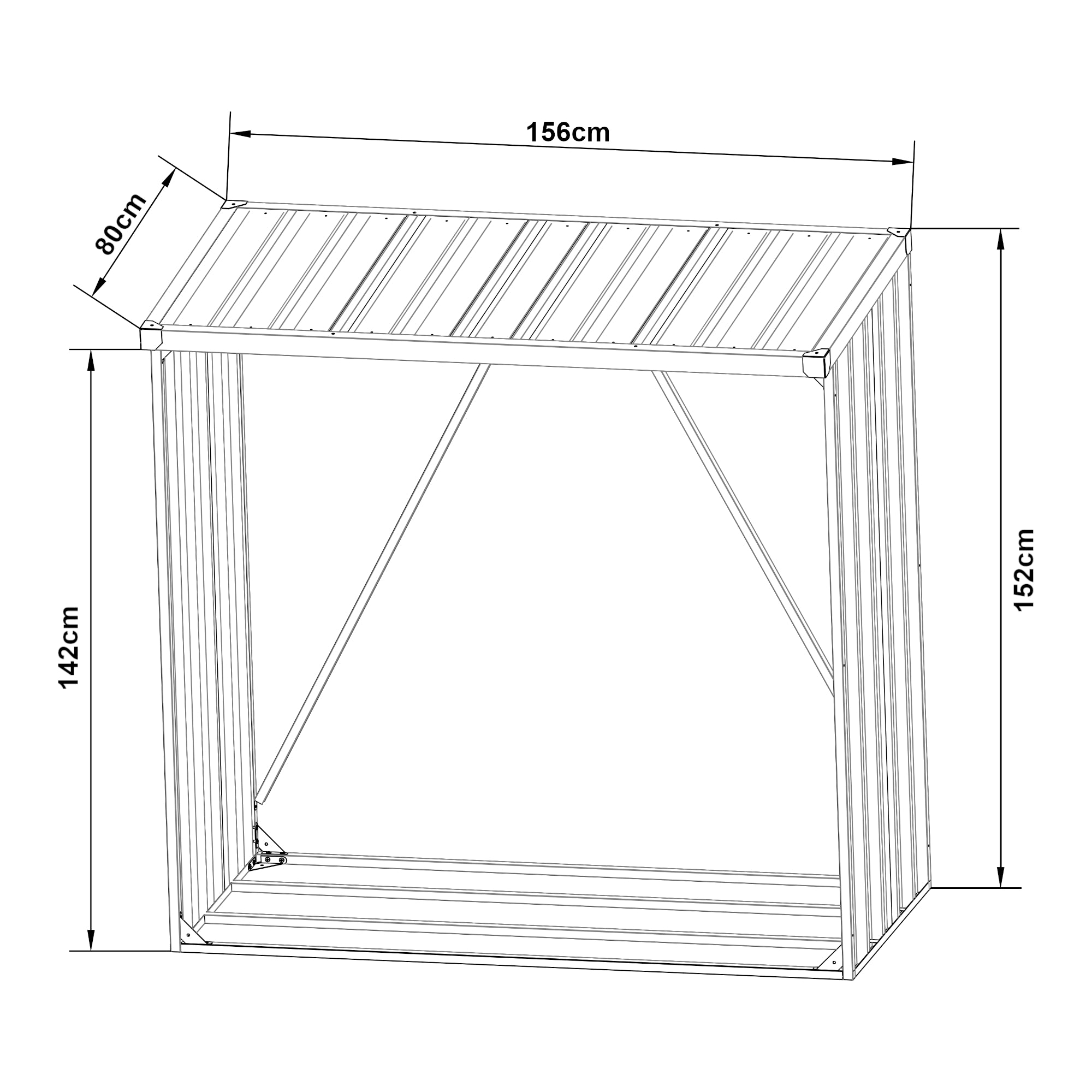 Portalegna Kalmar da Esterno con Tettuccio 156 x 80 x 152 cm Antracite [en.casa]